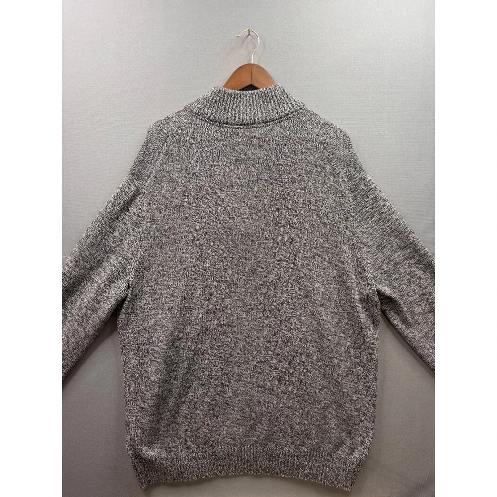 St. John's Bay Quarter Zip Sweater Mens Black White Marled Cotton XXL‎